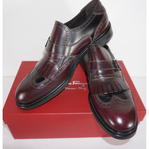 Salvatore Ferragamo GENESIS Dark Red Leather Mens Slip On Dress Shoes 10.5 EEE - Picture 2 of 6
